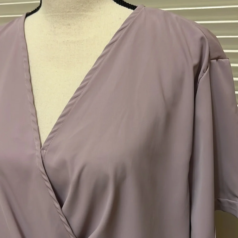 129. Lilac Top - Oversized, Wrap Front, Twist Front